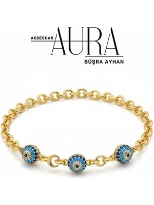 Büşra Ayhan Gold Renk Taşlı Lüks ve Şık Tasarım Vıp Kadın Bileklik