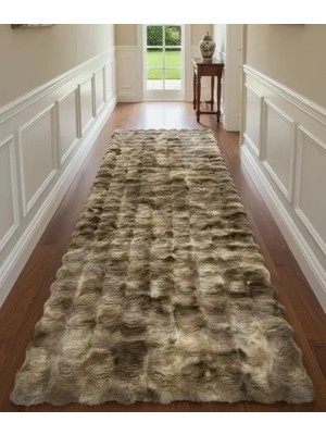 Carpet Dekor Bubble Yumuşak Lüx Peluş Halı Kahve-Beyaz