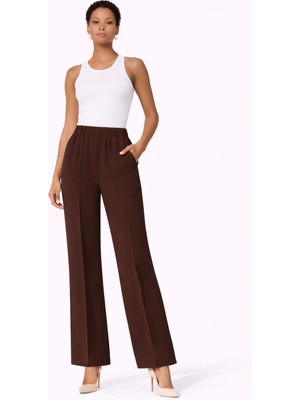 Sentez 5580 Kahve Colmar Beli Lastikli Geniş Paça Pantolon