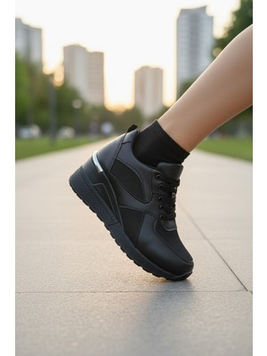 Enoch Kadın Gizli Topuklu ve Metalik Şerit Detaylı Spor Ayakkabı