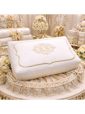 Dilex Hurç Gelin Bohçası Damat  Nişan Bohça Çeyizlik Kadife Gold İşlemeli Nişan Boy