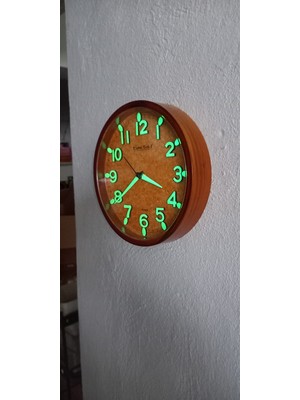 Bahat Fosforlu Eskitme Küçük Mini Duvar Saati Çap 22 cm Sessiz Akar Saniye