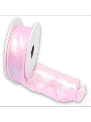 Süsle Bebek ve Parti Hologram Efektli Organze Kurdele, 4 cm x 9,15 mt - Pembe
