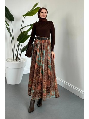 Merven Akyüz Caroline Etnik Desen Etek Camel