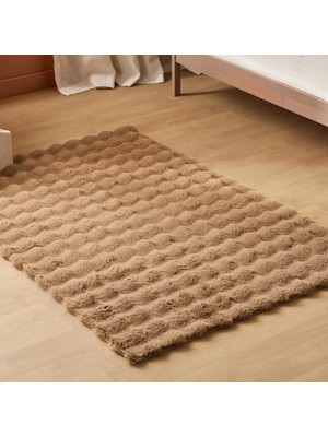 Carpet Dekor Bubble Yumuşak Suni Tavşan Tüyü Halı Kahve