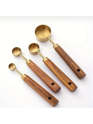 ada ahşap oyma ve çerçevecilik Ölçü Kaşığı 4ADET Ahşap Saplı