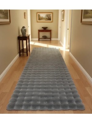 Carpet Dekor Bubble Yumuşak Suni Tavşan Tüyü Halı Antrasit