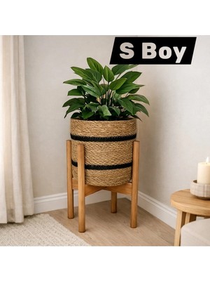 ada ahşap oyma ve çerçevecilik Standlı Hasır Saksı