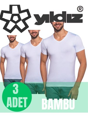 Yıldız Erkek 3 Lü Organik Bambu V Yaka T-Shirt