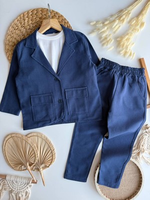 Babymoon Kids Erkek Çocuk Pamuklu Keten Kumaş Pantolon Ceket 2'li Takım Bayramlık Özel Gün Doğum Günü