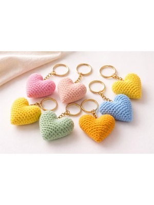 El Yapımı Örgü Kalp Amigurimi Anahtarlık