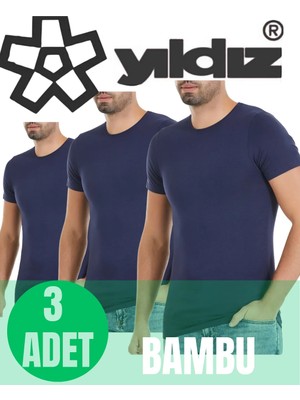 Yıldız Erkek 3 Lü Organik Bambu Sıfır Yaka  T-Shirt