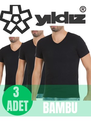 Yıldız Erkek 3 Lü Organik Bambu V Yaka T-Shirt
