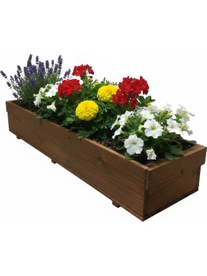 KRB Ahşap Büyük Ahşap Saksı, 1 Metre Iç ve Dış Mekanlar Için Kahverengi Saksı Çiçeklik