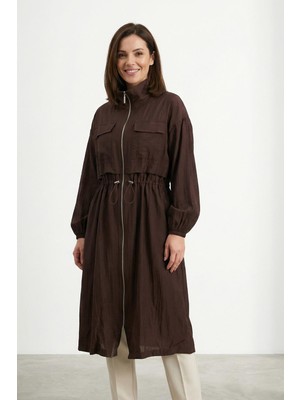 Puane Kadın Cepli ve Ayarlanabilir Bel Detaylı Mevsimlik Kap Elbise 15255CAP