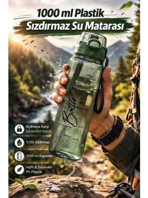 1 Litre - Okul Işyeri Spor Salonu Için Sızdırmaz Damlatmaz Su Matarası Haki