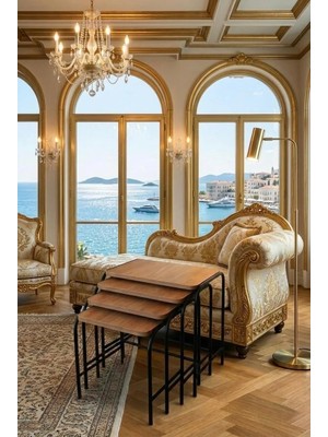 Homebella Homebella Antic Light Parlak 4'lü Zigon Sehpa Siyah Metal Ayaklı  Üreticiden