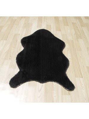 Sarar Post Peluş Halı Antialerjik Dekoratif 80 x 130 cm Yıkanabilir Siyah Hav Yüksekliği 12 mm