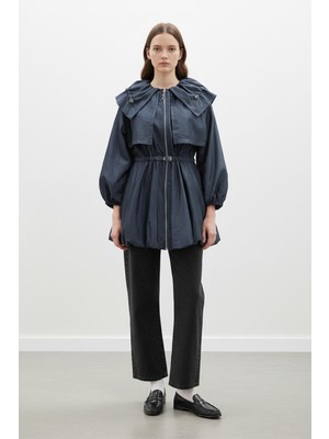 Soul Kadın Balon Kol Detaylı Kemerli Kısa Trenchcoat 32450TRC