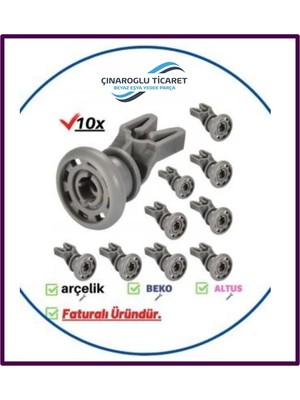 Çınaroğlu Ticaret Arçelik BKY-6020 M Bulaşık Makinesi Üst Sepet Ray Tekerlek Takımı - 10 Adet Dayanıklı Plastik