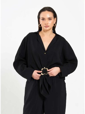 Lefon Kadın Toka Detaylı Gömlek 080775