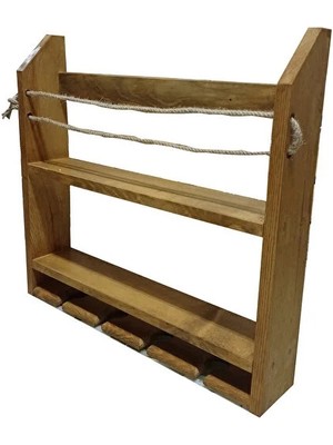 Rustik Ahşap Şaraplık Halatlı Içki Barı Standı