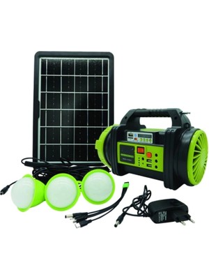 Starseven Wıson WS-5683 Şarjlı 30W Solar Şarjlı Ev Aydınlatma Seti Radyo ve Fan Powebank