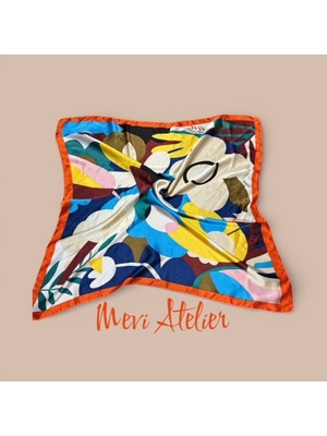 Çok Renkli Desenli Fular 70 x 70