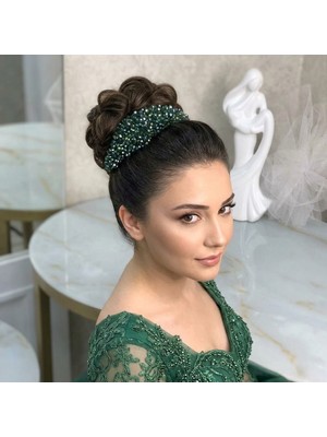 Gold Moda Gelin Tacı | Zümrüt Yeşili Patlayan Taç