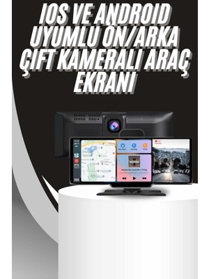 İntora 4K 10.2 Inç Çift Kameralı Araç Multimedya Ekranı Carplay Kablosuz Tüm Cihazlara Uyumlu