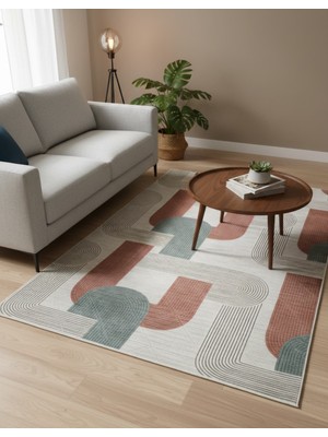 Yağmurser Kaymaz Tabanlı Kiremit Krem Bej Yeşil  Koridor Salon Mutfak Oda Yolluk Halısı – Uzun Ölçü Seçenekli