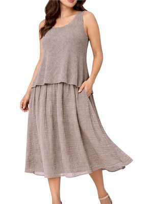 Phuti %100 Pamuk File Detaylı Astarlı Elbise