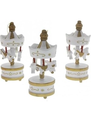 Nacario 6'lı Mini Atlı Karınca Ağaç Süsü Renkli Ahşap Geleneksel Tasarım Çocuk Odası ve Yılbaşı Süslemesi Için Dekoratif Hediyelik (Beyaz)