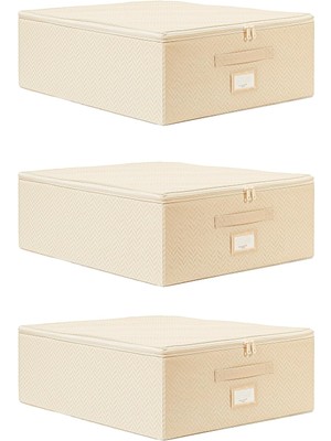 Nacario 3'lü Orta Boy Bej Destekli Hurç Set 45 x 55 x 18 cm