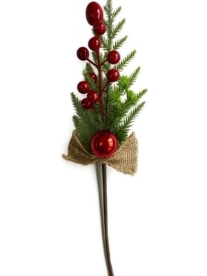 Nacario 1 Adet Kurdelalı Kokina Çiçeği Yılbaşı Süsü Yılbaşı Hediyeleri Kırmızı Lüx