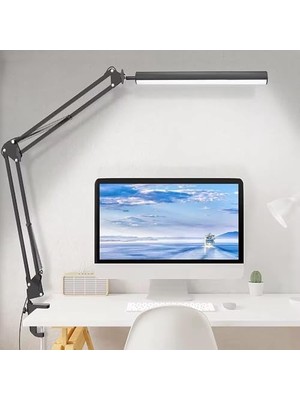 Nacario Smayling Kelepçeli LED Masa Lambası | Ayarlanabilir Salıncak Kol, Göz Yormayan Okuma Işığı, 3 Işık Modu & 10 Parlaklık, Ofis/ev Için – Siyah