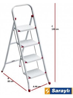 Mestore Saraylı Pratik Metal Merdiven Beyaz 4 Basamaklı - 8695849009578