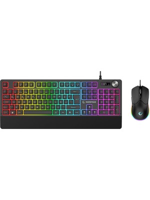 Jazzy V2 Oyuncu Klavye - Mouse Set Mekanik USB Kablo Rgb Aydınlatma 12800 Dpı (5477) NFSM-RSGO3456