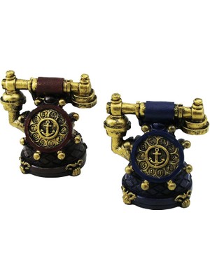 Marsilyan Ankesör Telefon Vintage Dekoratif Biblo - Renkli 10.5x6.5cm Reçine (4887)