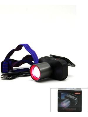 DS LLC Şarjlı 30W Kafa Lambası Fener 1 LED USB - Type-C Kademe Işık Ayarı - Flaşör (4887)