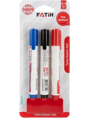 Nacario Beyaz Tahta Kalemi 3'lü Set + 1 Silgi Hediyeli