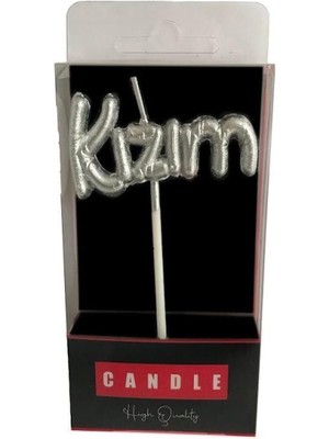 Nacario Kızım Yazılı Folyo Balon Şekilli Gümüş Mum MUM1002-5