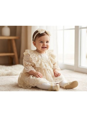 Pugi Lüks Kız Bebek Orkide Dantelli Mevlütlük Set