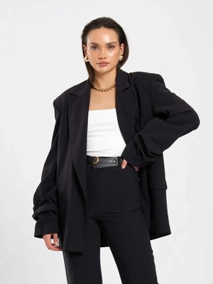 Lefon Kadın Oversize Kolları Pileli Ceket 131046