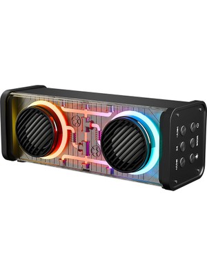 Siyah Kablosuz Hoparlör - Speaker Taşınabilir Mp3 Işıklı USB Şarjlı Bt - Aux - Tes 10 mt Menz