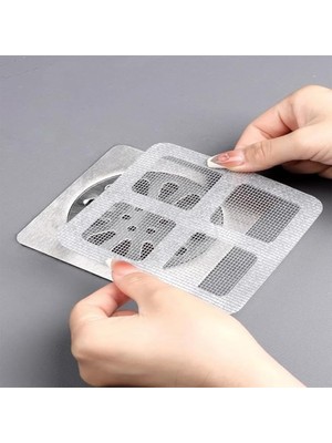 Nacario Lavabo Gider Süzgeci, Yapışkanlı Tül Filtre, 10'lu Paket, Saç ve Atık Önleyici