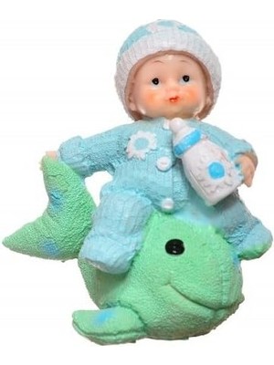 Nacario BB2038ADK1005 Hediyelik Sevimli Mavi Bebek Biblo Polyester Süs Eşyası