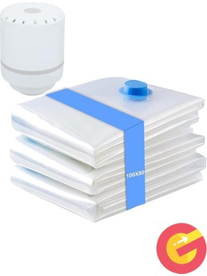 Güncel Çarşı 3 x 100X80CM Büyük Boy Vakumlu Hurç ve Elektrikli Vakum Pompası Yorgan Yastık Kışlık Saklama Hurcu