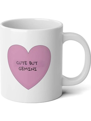 Ivart Cute But Gemini Baskılı Premium Beyaz Porselen Kupa Bardak - Ikizler Burcu Doğum Günü Hediyesi