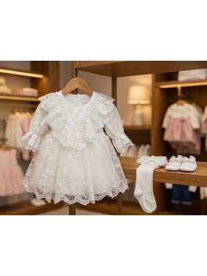 Pugi Lüks Kız Bebek Orkide Dantelli Mevlütlük Set